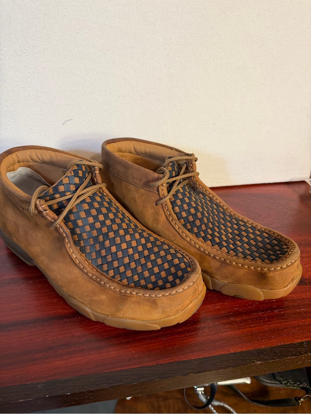 Twisted X Brown Chukka Boots with Navy Woven Panel